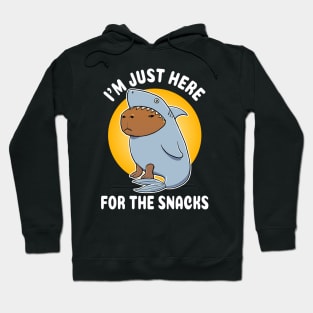 I'm just here for the snacks Capybara Shark Costume Hoodie